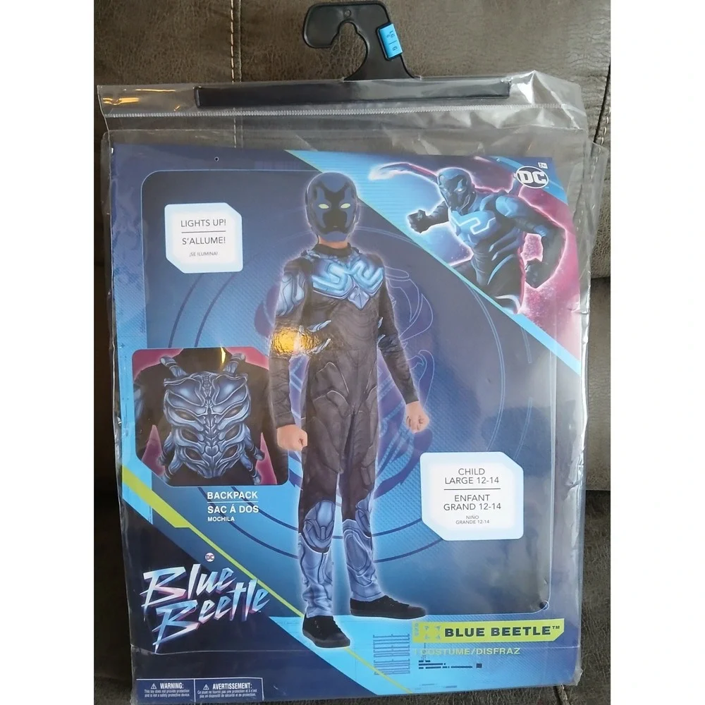 NEW DC Comics Blue Beetle Costume Lights Up Child Large‎ (12-14) Halloween #741